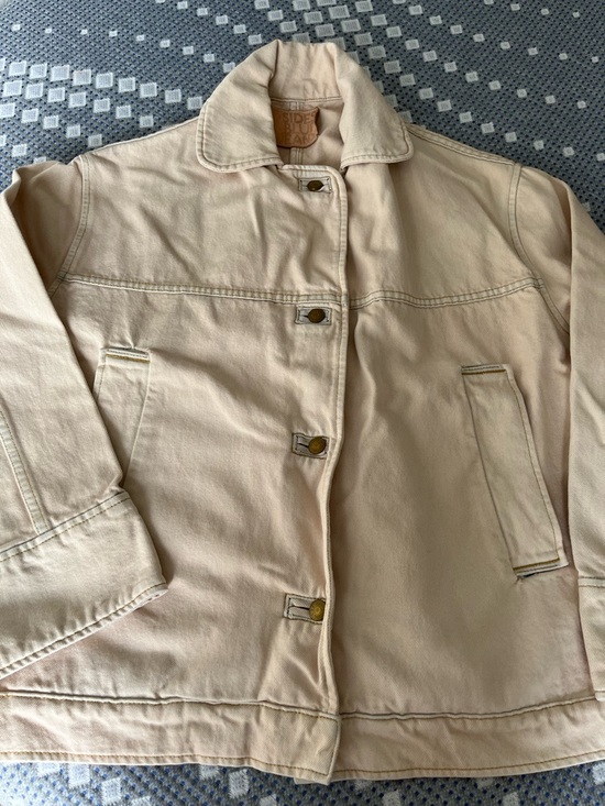 BSides Jackets & Blazers - Cream Cotton Button-Front Jean Jacket